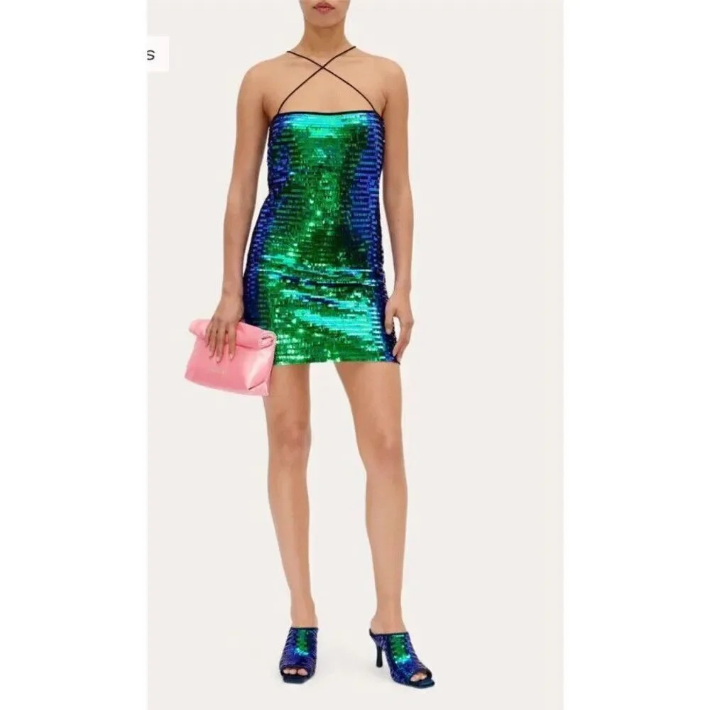Stine Goya Acanthus Sequin Mini Dress Medium New With Tags Colorful Woman’s